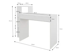 ML-Design Schreibtisch mit Regal 110x72x40 cm aus Holz 2in1 System für Zuhause* Regal Weiß