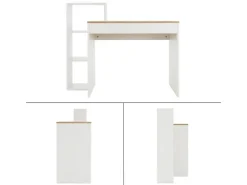 ML-Design Schreibtisch mit Regal Weiß Tischplatte in Sonoma-Eiche 110x72x40 cm* Regal Weiß