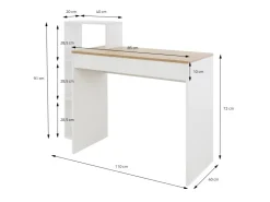 ML-Design Schreibtisch mit Regal Weiß Tischplatte in Sonoma-Eiche 110x72x40 cm* Regal Weiß