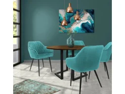 ML-Design Set 2 Esszimmerstühle mit Armlehne und Rückenlehne Petrol Samtbezug* Stühle