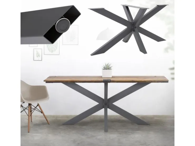 ML-Design Tischgestell Spider 78x71x120 cm Anthrazit Kreuzgestell Kreuz X-Design