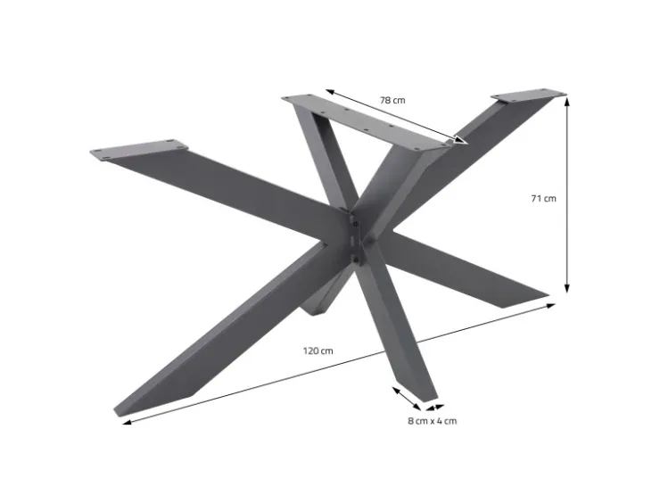 ML-Design Tischgestell Spider 78x71x120 cm Anthrazit Kreuzgestell Kreuz X-Design