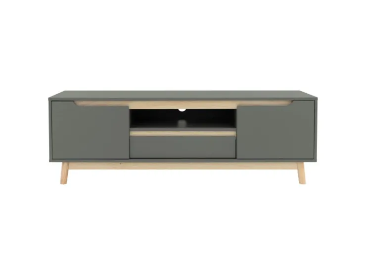 ML-Design TV-Schrank 140x40x46cm Grün-Natur mit 2 Türen für Fernseher bis 65Zoll