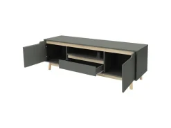 ML-Design TV-Schrank 140x40x46cm Grün-Natur mit 2 Türen für Fernseher bis 65Zoll