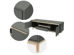 ML-Design TV-Schrank 140x40x46cm Grün-Natur mit 2 Türen für Fernseher bis 65Zoll