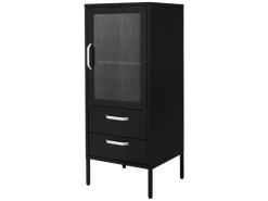 ML-Design Vitrinenschrank 42x102x40 cm Schwarz Metallschrank aus Stahl* Vitrinen