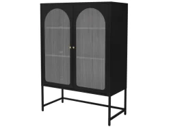 ML-Design Vitrinenschrank 85x120x40 cm Schwarz Metallschrank aus Stahl* Vitrinen