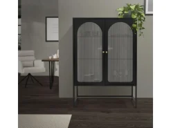 ML-Design Vitrinenschrank 85x120x40 cm Schwarz Metallschrank aus Stahl* Vitrinen