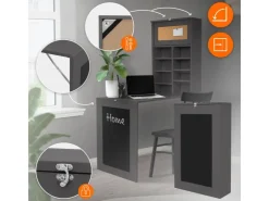 ML-Design Wandtisch Klappbar Schreibtisch mit Tafel 8 Fächern und Pinnwand* Pinnwände
