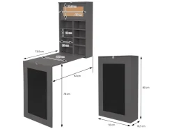 ML-Design Wandtisch Klappbar Schreibtisch mit Tafel 8 Fächern und Pinnwand* Pinnwände