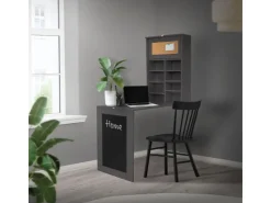 ML-Design Wandtisch Klappbar Schreibtisch mit Tafel 8 Fächern und Pinnwand* Pinnwände