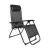Mojawo Luxus Comfort GartenstuhlRelaxsessel Relaxstuhl Liegestuhl Klappbar Verstellbar mit Kopfpolster Schwarz und Grau