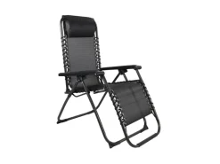 Mojawo Luxus Comfort GartenstuhlRelaxsessel Relaxstuhl Liegestuhl Klappbar Verstellbar mit Kopfpolster Schwarz und Grau