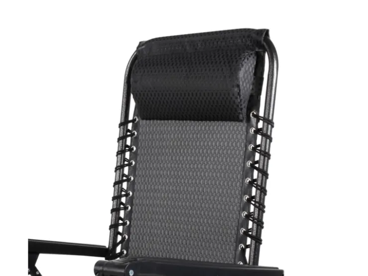 Mojawo Luxus Comfort GartenstuhlRelaxsessel Relaxstuhl Liegestuhl Klappbar Verstellbar mit Kopfpolster Schwarz und Grau