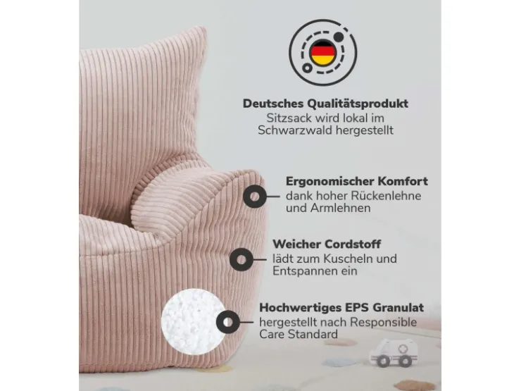 mokebo Kindersessel aus Cord Der Pausenheld Sitzsack Kinder Kindersitzsack in* Sitzsäcke