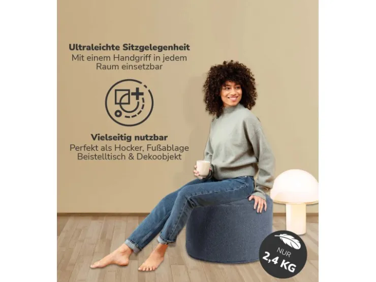 mokebo Pouf Hocker o Sitzhocker Der Ruhepouf Sitzpouf aus stoff in Blau* Hocker