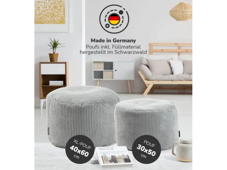 mokebo Pouf oder Sitzhocker aus Cord Der Faule Lenz Fußhocker in mit EPS-Perlen Füllung
