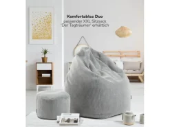 mokebo Pouf oder Sitzhocker aus Cord Der Faule Lenz Fußhocker in mit EPS-Perlen Füllung