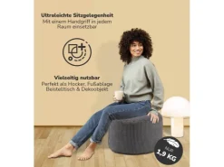 mokebo Pouf oder Sitzhocker aus Cord Der Faule Lenz Fußhocker in mit EPS-Perlen Füllung