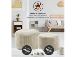mokebo Pouf oder Sitzhocker aus Cord Der Faule Lenz Fußhocker in mit EPS-Perlen Füllung