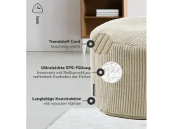 mokebo Pouf oder Sitzhocker aus Cord Der Faule Lenz Fußhocker in mit EPS-Perlen Füllung