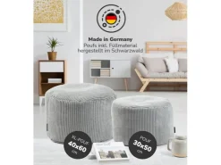 mokebo Pouf oder Sitzhocker aus Cord Der Faule Lenz Fußhocker in mit EPS-Perlen Füllung* Hocker