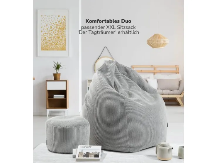 mokebo Pouf oder Sitzhocker aus Cord Der Faule Lenz Fußhocker in mit EPS-Perlen Füllung* Hocker