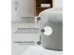 mokebo Pouf oder Sitzhocker aus Cord Der Faule Lenz Fußhocker in mit EPS-Perlen Füllung* Hocker