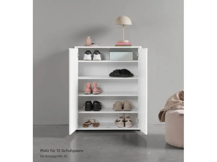 mokebo Schuhschrank Der Concierge Schuhregal mit zwei Türen Flurschrank oder Sideboard 74 cm breit in weiß* Sideboards