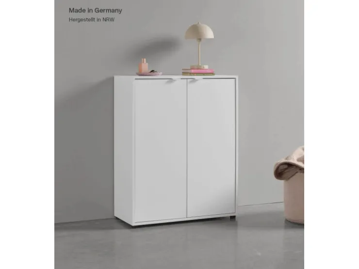 mokebo Schuhschrank Der Concierge Schuhregal mit zwei Türen Flurschrank oder Sideboard 74 cm breit in weiß* Sideboards