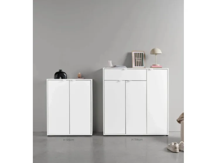 mokebo Schuhschrank Der Concierge Schuhregal mit zwei Türen Flurschrank oder Sideboard 74 cm breit in weiß* Sideboards