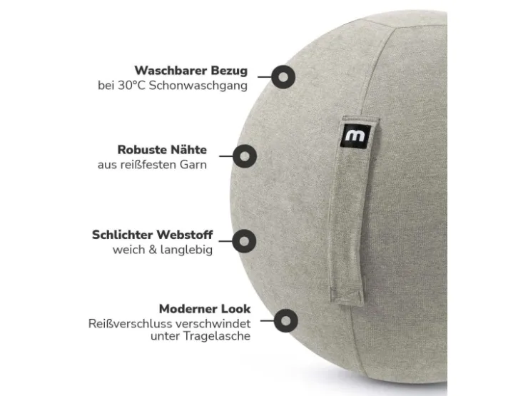 mokebo Stoff Sitzball Büro Ergonomisch Der Sportliche Sitzball mit Pumpe 65cm Breite Ergonomische Bürostuhl Alternative