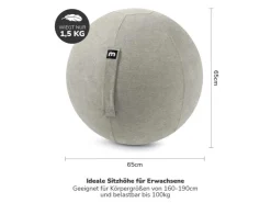 mokebo Stoff Sitzball Büro Ergonomisch Der Sportliche Sitzball mit Pumpe 65cm Breite Ergonomische Bürostuhl Alternative
