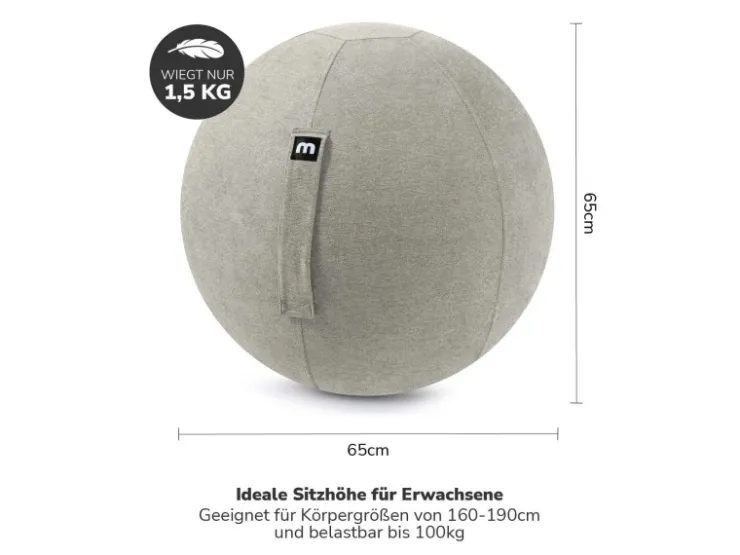 mokebo Stoff Sitzball Büro Ergonomisch Der Sportliche Sitzball mit Pumpe 65cm Breite Ergonomische Bürostuhl Alternative
