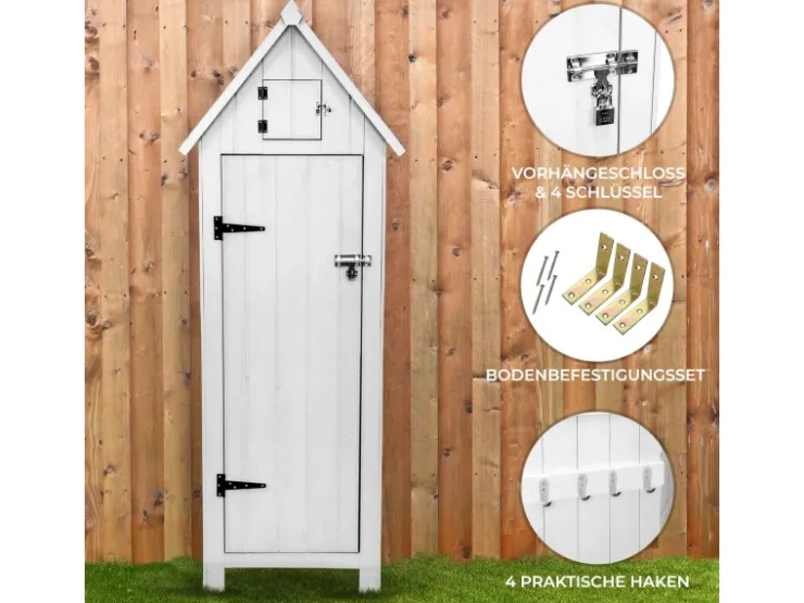 Monstershop Gartenschrank aus Holz Weiß* Eckregale
