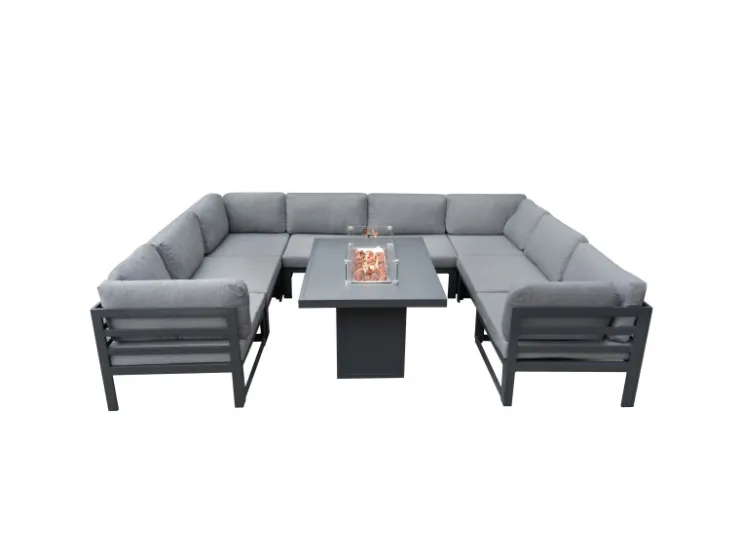 Monstershop Modulares Gartenlounge Set mit integrierter Feuerstelle