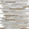 Mosaikmatte Glas & Aluminium Brown & Beige & Silver 30 cm x 30 cm