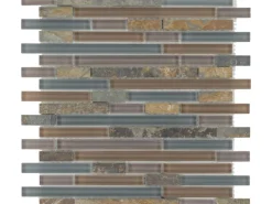 Mosaikmatte Glas & Stein Multicolor Slate Glas-Mix 30 cm x 30 cm* Mosaik