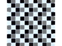 Mosaikmatte Glas Schwarz Beige Weiß Translucent 30 cm x 30 cm* Mosaik