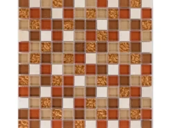 Mosaikmatte Glas und Naturstein Orange Creme 30 cm x 30 cm* Mosaik