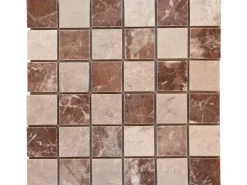 Mosaikmatte Naturstein Verona Rosso Crema 30 cm x 30 cm