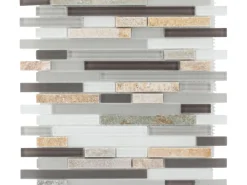 Mosaikmatte Quarzit & Glas Beige-Black-Grey Brick 30 cm x 30 cm* Mosaik