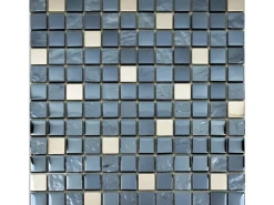 Mosaikmatte Spiegel Lava Schwarz mit Chrom, 29,7 cm x 29,7 cm* Mosaik|Bordüren