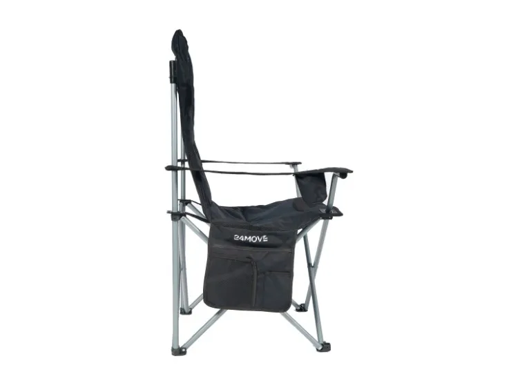 24Move Campingstuhl faltbar Klappstuhl gepolstert inkl. Tragetasche - 150kg - schwarz