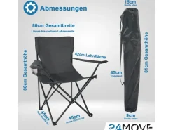 24Move Campingstuhl Faltstuhl Grün Mit Getraenkehalter Tragetasche Outdoor Faltbar Max 100Kg Anglerstuhl Polyester* Stühle