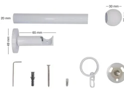 mydeco Maß-Gardinenstange mit Endstück Ball Weiß Ø 2 cm x 220 cm* Gardinenstangen