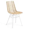 Natur24 4-er Set Stuhl Tishana 45 x 79 x 58 cm Rattan Natur Stahl Weiß* Stühle