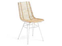 Natur24 4-er Set Stuhl Tishana 45 x 79 x 58 cm Rattan Natur Stahl Weiß* Stühle