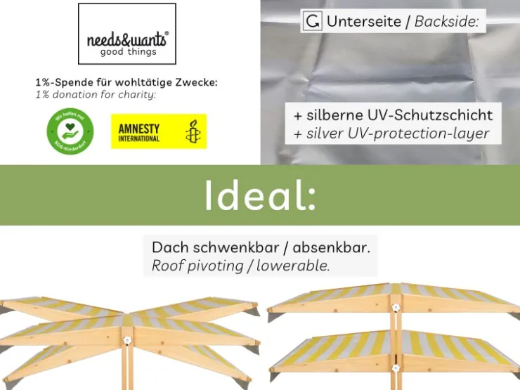needs&wants Holz Sandkasten mit Dach Sunplaya4