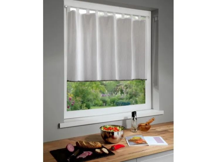 Sehlbach Neusser Collection Schlaufenpanneau Fernanda 75 cm x 140 cm Weiß-Anthrazit* Gardinen